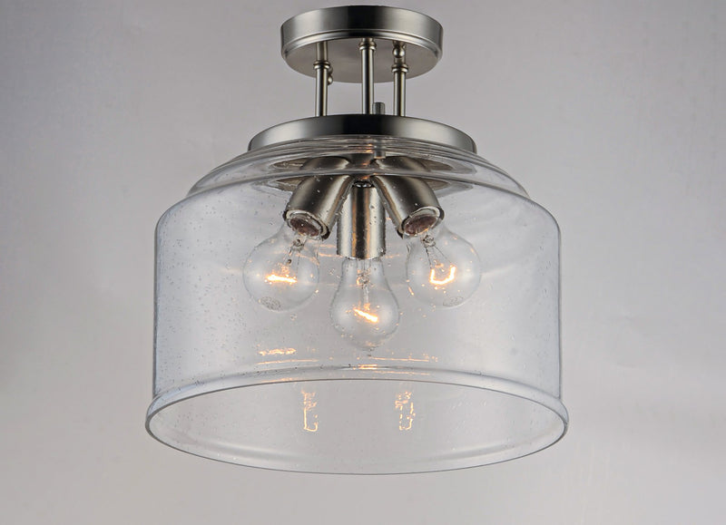 Acadia 3 Light Semi-Flush Mount in Satin Nickel