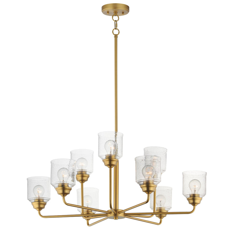 Acadia 9 Light Chandelier in Natural Aged Brass