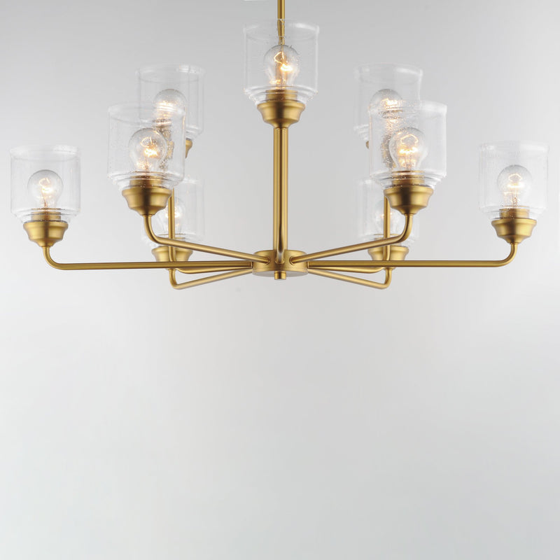 Acadia 9 Light Chandelier in Natural Aged Brass
