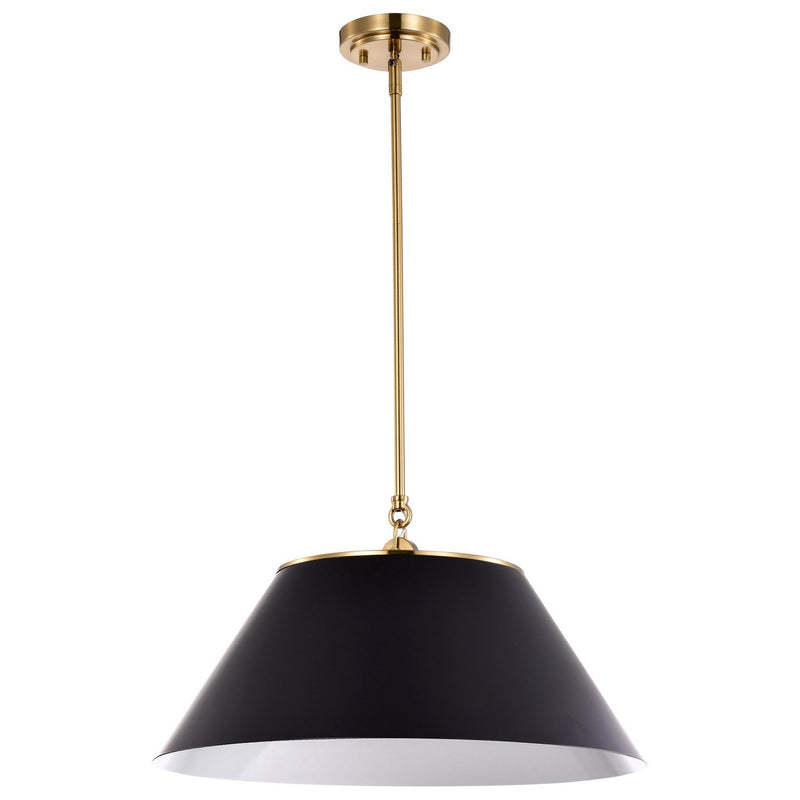 Dover 3-Light Pendant in Black and Vintage Brass