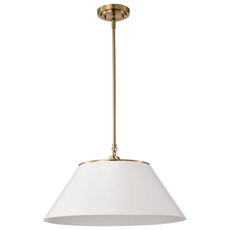 Dover 3-Light Pendant in White and Vintage Brass