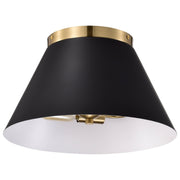 Dover 14" 3-Light Flush Mount in Black and Vintage Brass