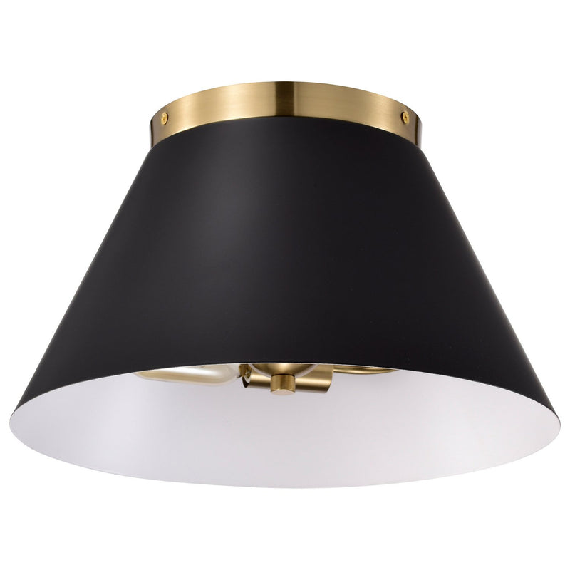 Dover 14" 3-Light Flush Mount in Black and Vintage Brass