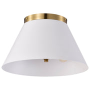 Dover 14" 3-Light Flush Mount in White and Vintage Brass