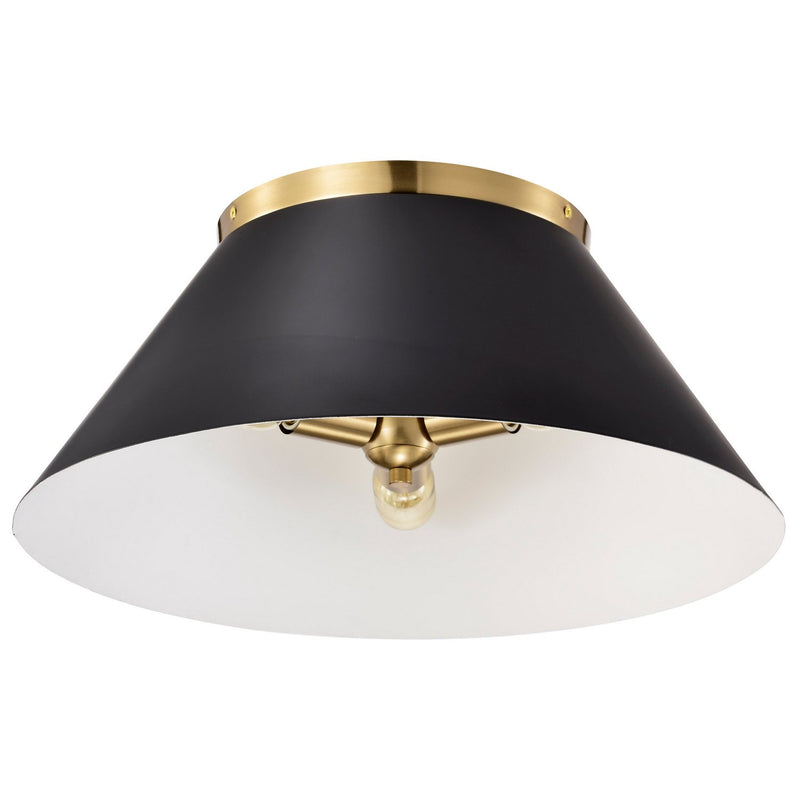 Dover 20" 3-Light Flush Mount in Black and Vintage Brass
