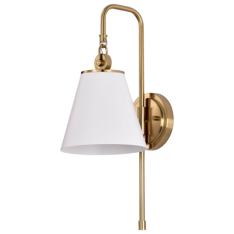 Dover Wall Sconce in White and Vintage Brass