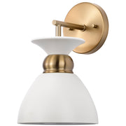 Perkins Wall Sconce in Matte White and Burnished Brass