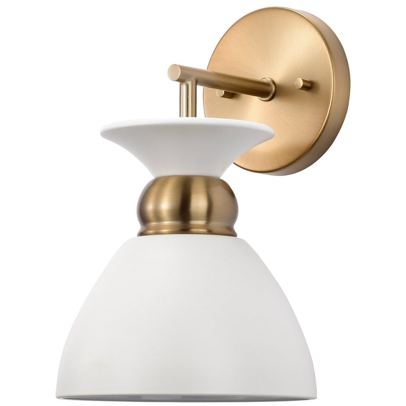 Perkins Wall Sconce in Matte White and Burnished Brass