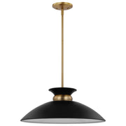 Perkins 20" Pendant in Matte Black and Burnished Brass