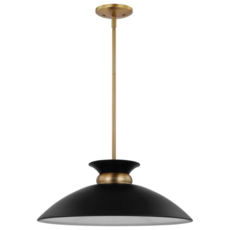 Perkins 20" Pendant in Matte Black and Burnished Brass