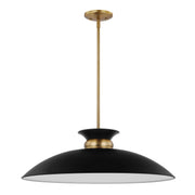 Perkins 24" Pendant in Matte Black and Burnished Brass