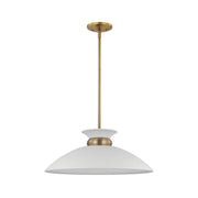 Perkins 20" Pendant in Matte White and Burnished Brass