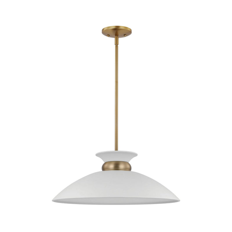 Perkins 20" Pendant in Matte White and Burnished Brass