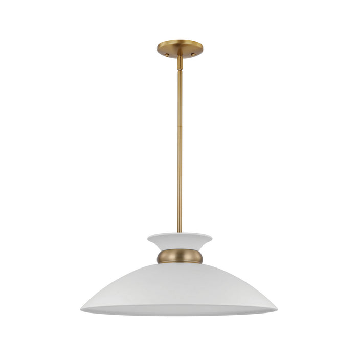 60-7464 - Perkins 1-Light Pendant in Matte White & Burnished Brass by Nuvo Lighting