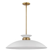 Perkins 24" Pendant in Matte White and Burnished Brass
