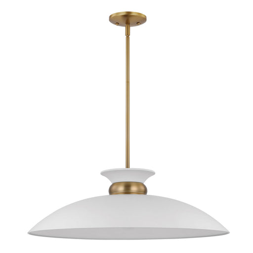 Perkins 24" Pendant in Matte White and Burnished Brass