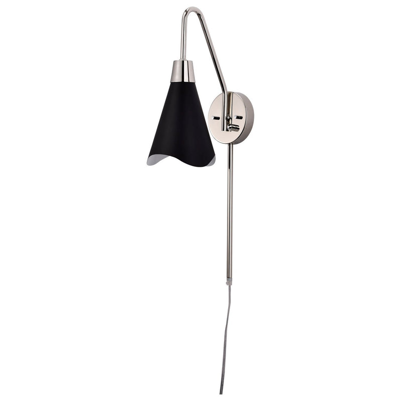 Tango Swing Arm Wall Lamp in Matte Black and Polished Nickel