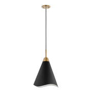Tango 12" Pendant in Matte Black and Burnished Brass