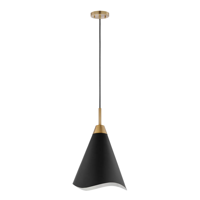 Tango 12" Pendant in Matte Black and Burnished Brass