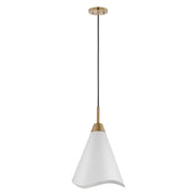 Tango 12" Pendant in Matte White and Burnished Brass