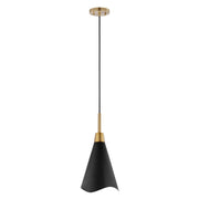 Tango 15" Pendant in Matte Black and Burnished Brass