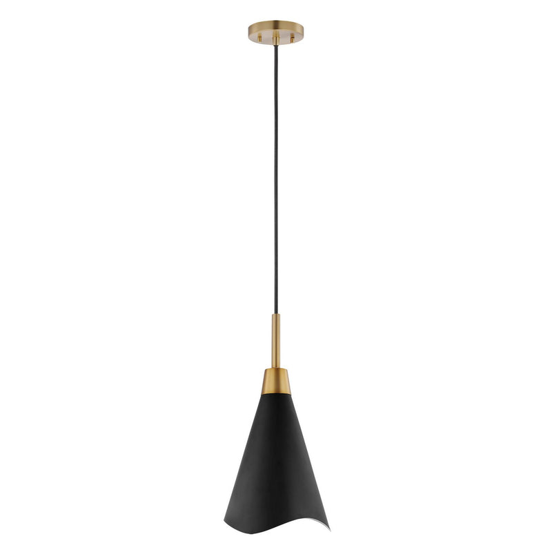 Tango 15" Pendant in Matte Black and Burnished Brass