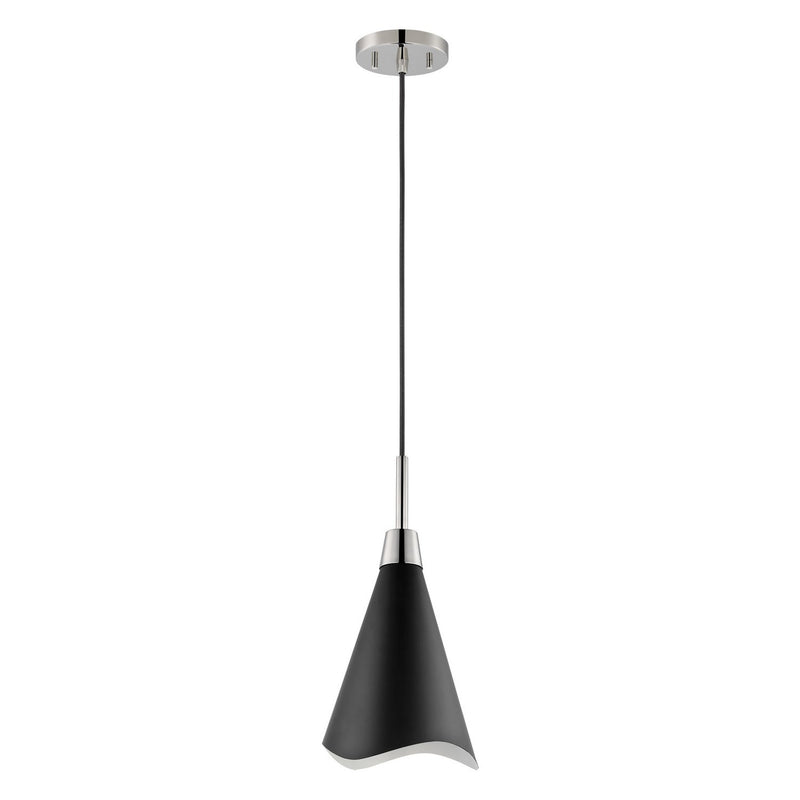 Tango 15" Pendant in Matte Black and Polished Nickel