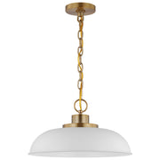Colony 15" Pendant in Matte White and Burnished Brass