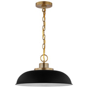 Colony 15" Pendant in Matte Black and Burnished Brass