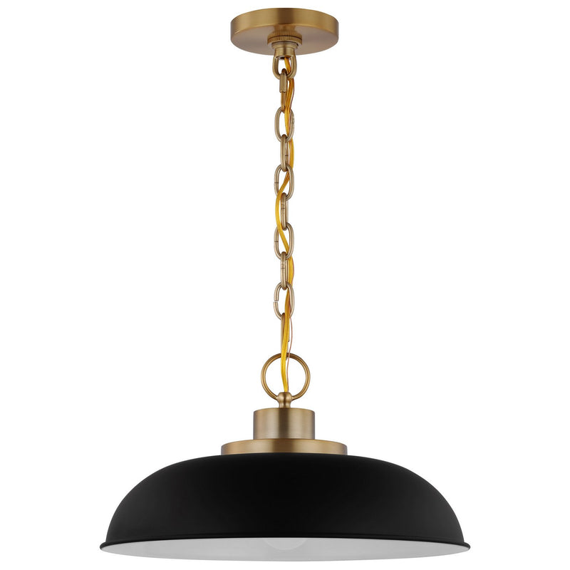 Colony 15" Pendant in Matte Black and Burnished Brass