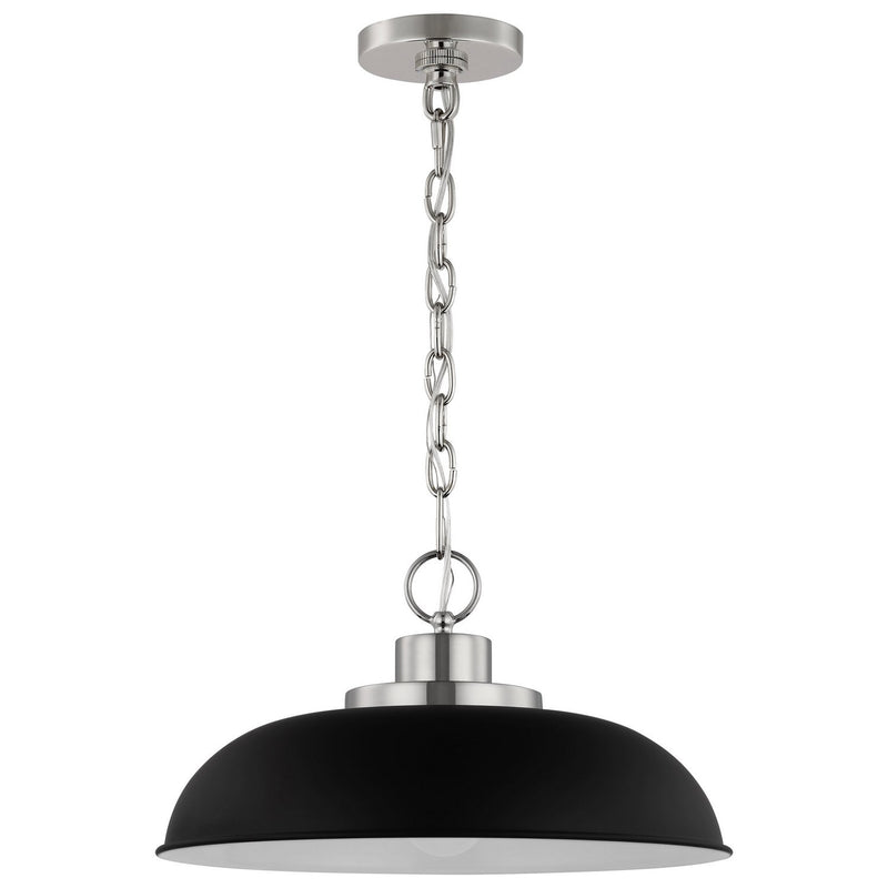 Colony 15" Pendant in Matte Black and Polished Nickel