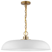 Colony 24" Pendant in Matte White and Burnished Brass