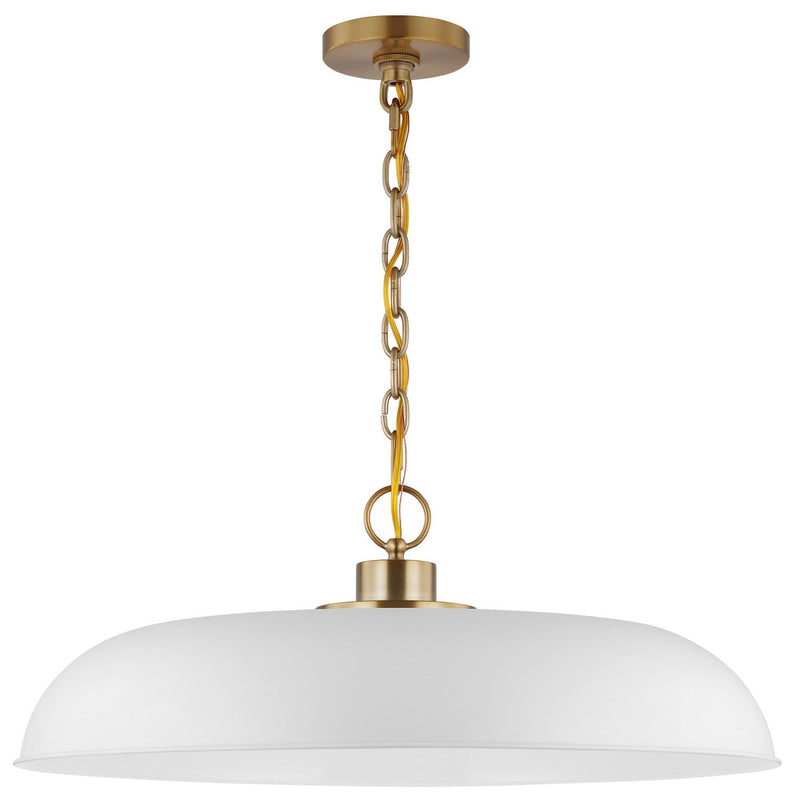 Colony 24" Pendant in Matte White and Burnished Brass
