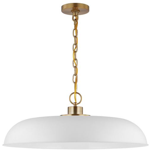 Colony 24" Pendant in Matte White and Burnished Brass