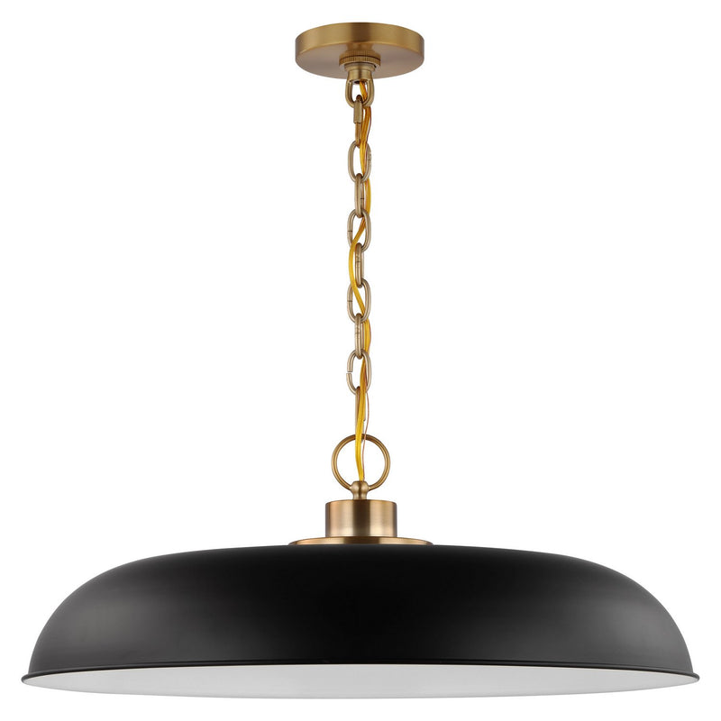 Colony 24" Pendant in Matte Black and Burnished Brass