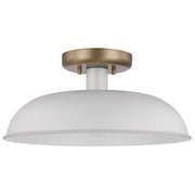 Colony 15" Semi-Flush Mount in Matte White and Burnished Brass