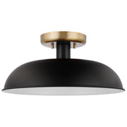 Colony 15" Semi-Flush Mount in Matte Black and Burnished Brass