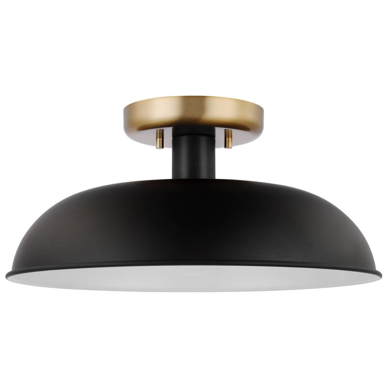 Colony 15" Semi-Flush Mount in Matte Black and Burnished Brass