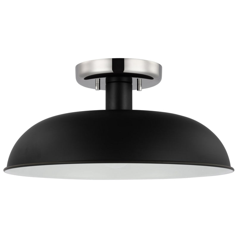 Colony 15" Semi-Flush Mount in Matte Black and Polished Nickel