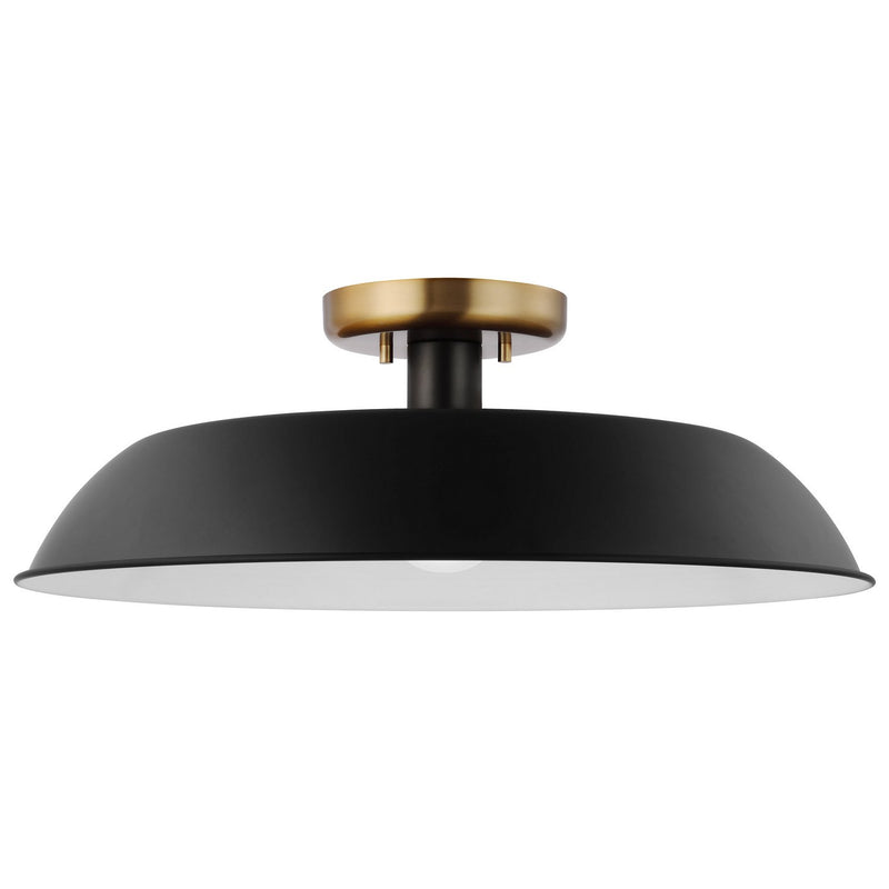 Colony 20" Semi-Flush Mount in Matte Black and Burnished Brass