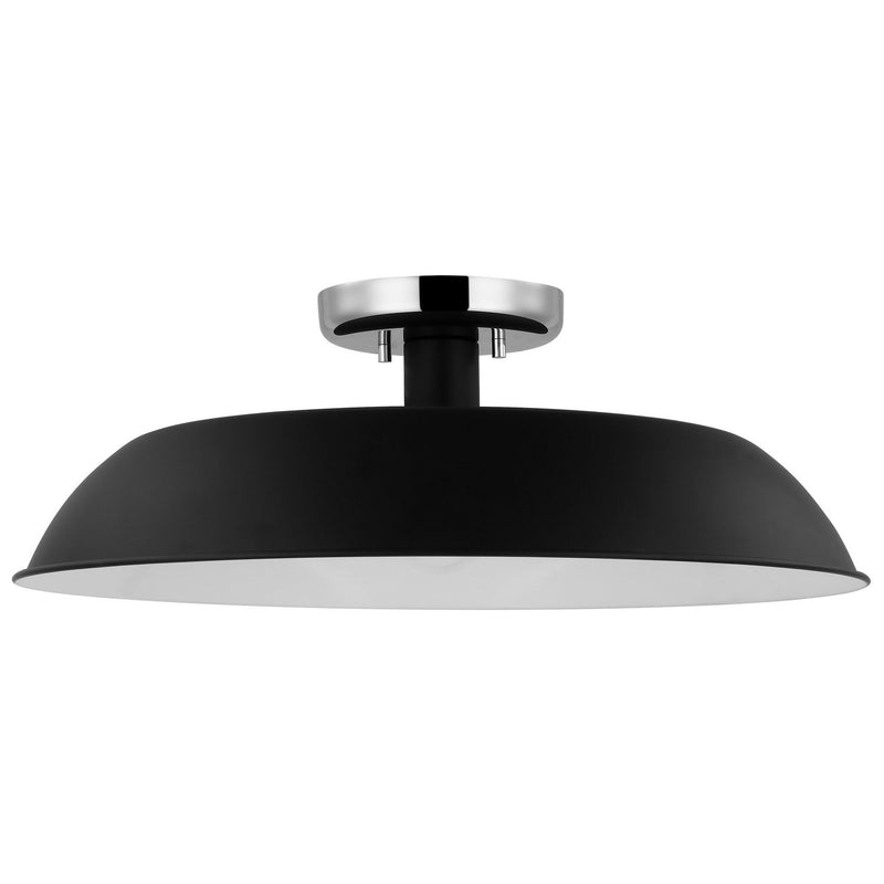 Colony 20" Semi-Flush Mount in Matte Black and Polished Nickel
