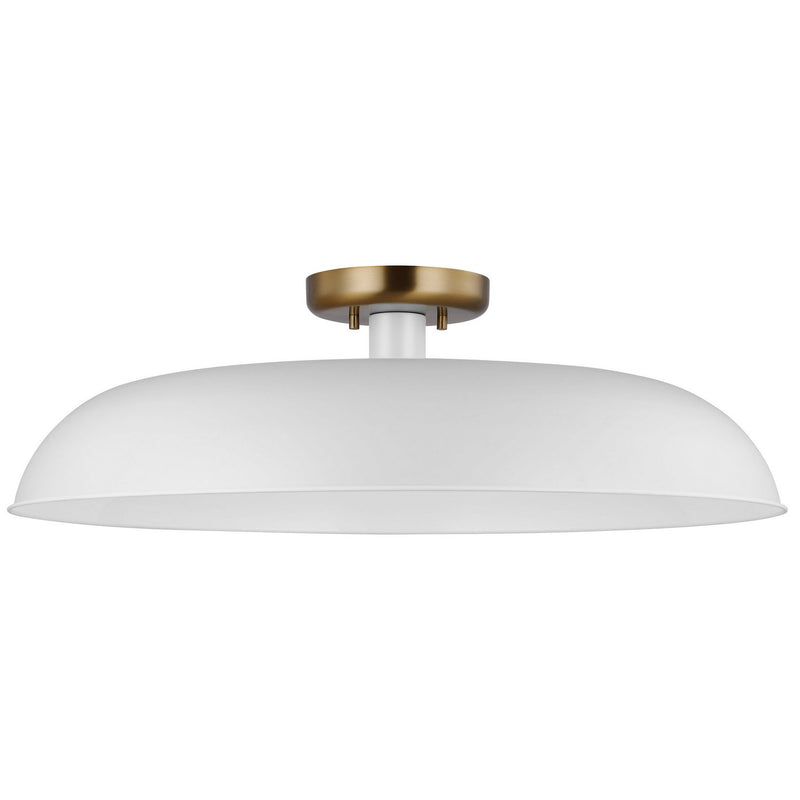 Colony 24" Semi-Flush Mount in Matte White and Burnished Brass
