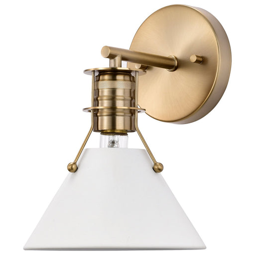 Outpost Wall Sconce in Matte White and Burnished Brass