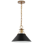 Outpost Medium Pendant in Matte Black and Burnished Brass