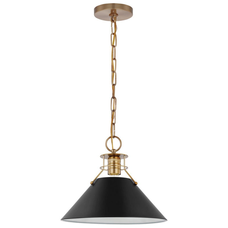 Outpost Medium Pendant in Matte Black and Burnished Brass