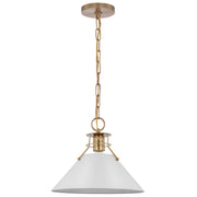 Outpost Medium Pendant in Matte White and Burnished Brass
