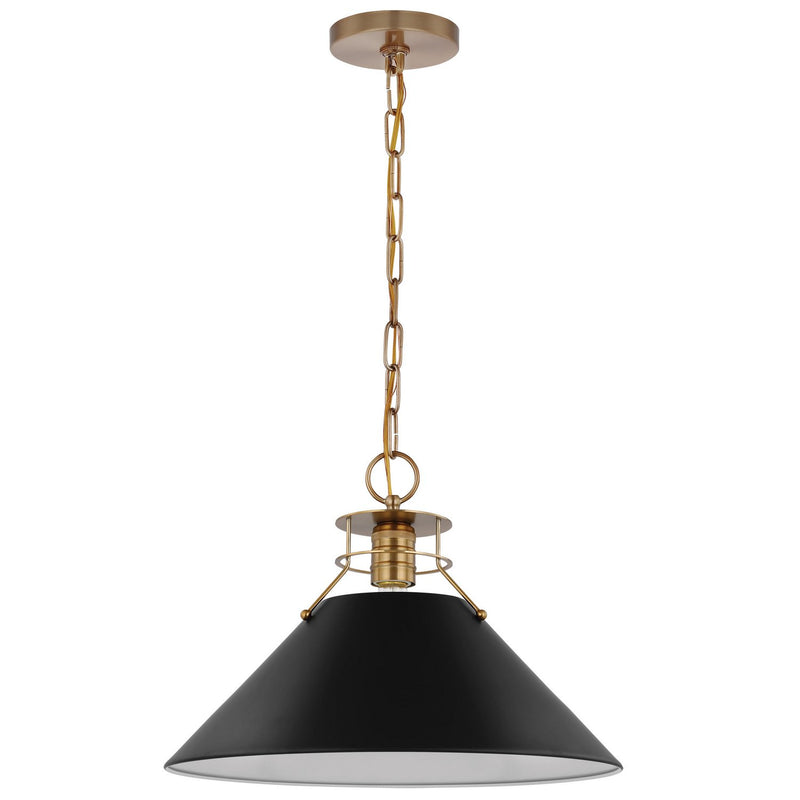 Outpost Large Pendant in Matte Black and Burnished Brass