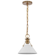 Outpost Large Pendant in Matte White and Burnished Brass