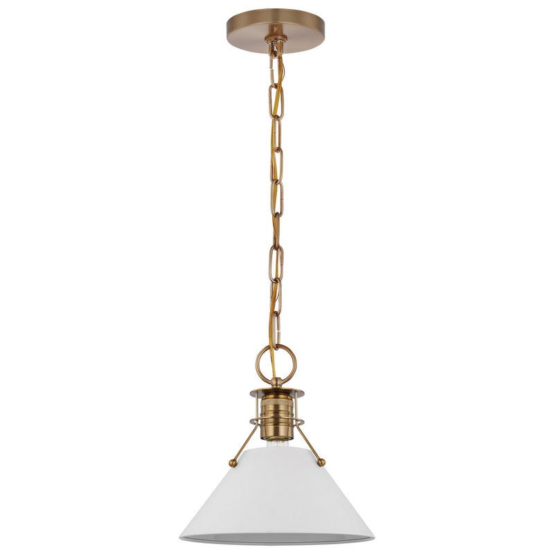 Outpost Large Pendant in Matte White and Burnished Brass