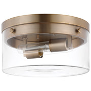 Intersection 14" 2-Light Flush Mount in Burnished Brass